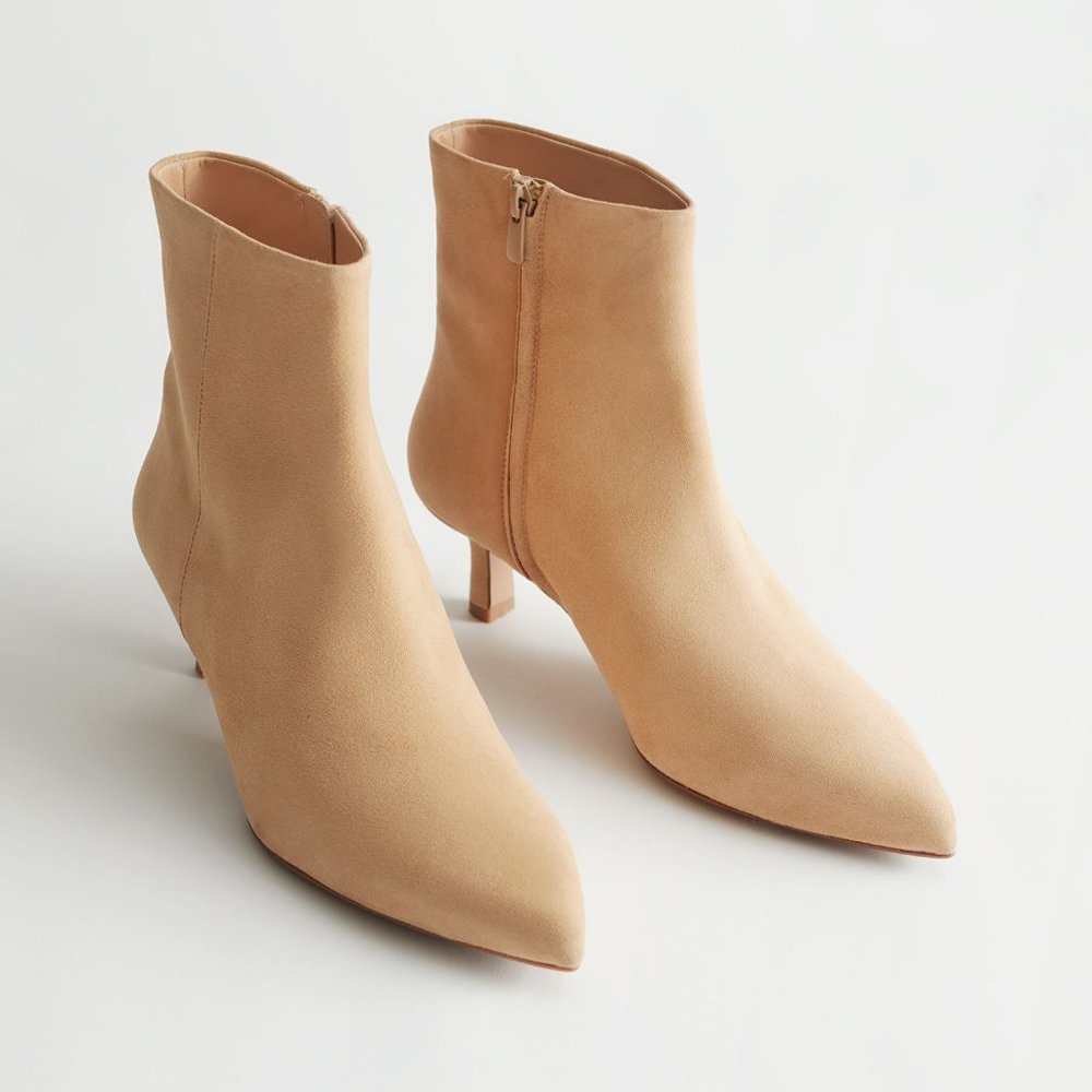 & Other Stories Beige Kitten Heel Ankle Boots